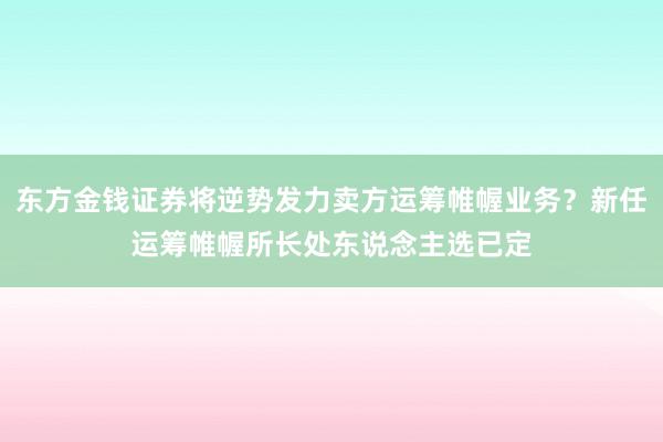 东方金钱证券将逆势发力卖方运筹帷幄业务？新任运筹帷幄所长处东说念主选已定