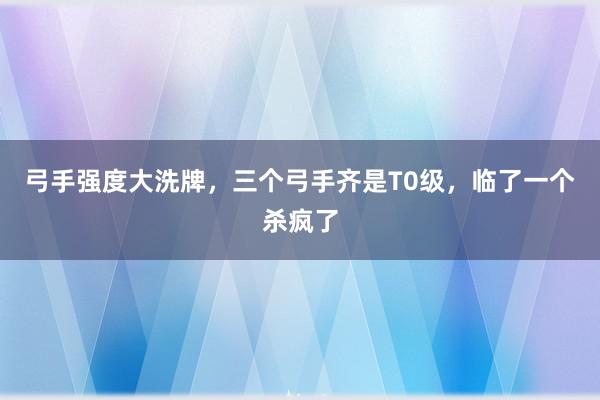 弓手强度大洗牌，三个弓手齐是T0级，临了一个杀疯了