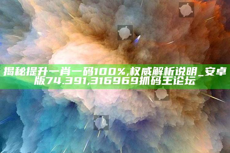 揭秘提升一肖一码100%,权威解析说明_安卓版74.391 ,316969抓码王论坛